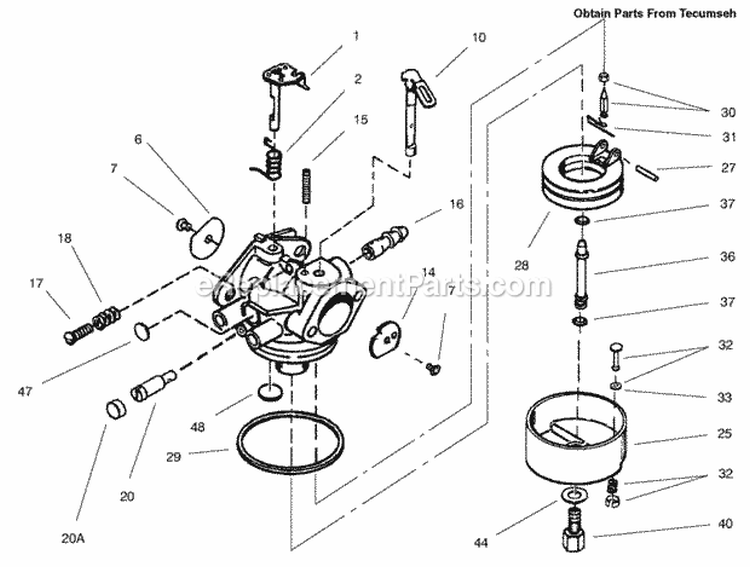 Carburetor Diagram and Parts List for 28232 200000001-200999999 - 2000 Lawn Boy Snow Blower